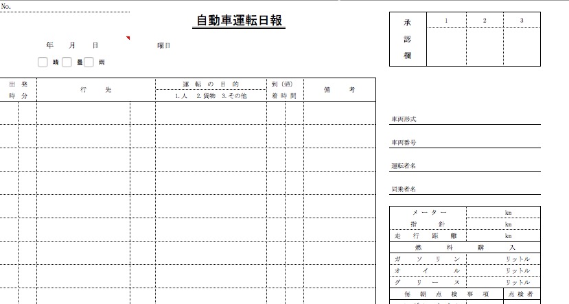 運転日報の書き方とpdf エクセルテンプレート集 経営者とドライバーが使いたい法人向け車両管理サービス No 1 クラウド車両管理システムsmartdrive Fleet